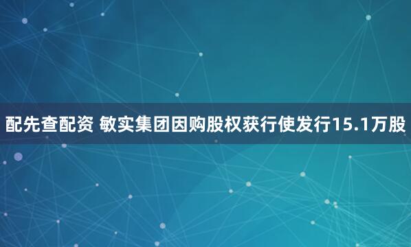 配先查配资 敏实集团因购股权获行使发行15.1万股